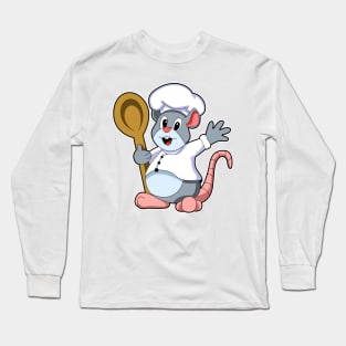 Rat as Chef with Cooking apron & Wooden spoon Long Sleeve T-Shirt